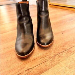 Madewell Classic Black Leather Ankle Boots, Size 7